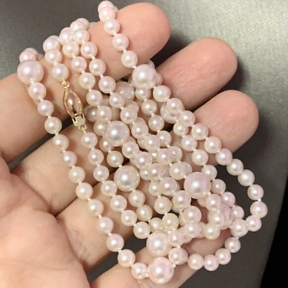 Akoya Pearl Necklace 14k Yellow Gold 37.25" 8.5 mm Certified $5,950 114457 - Picture 10 of 12